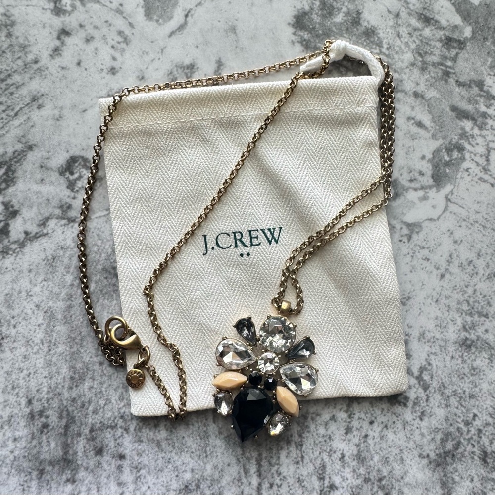 J. Crew Gold and Silver Crystal Pendant Necklace